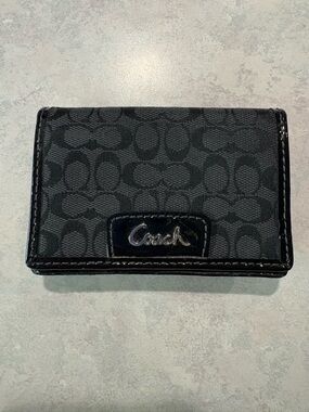 Coach Black Signature Card Holder with tiny C’s